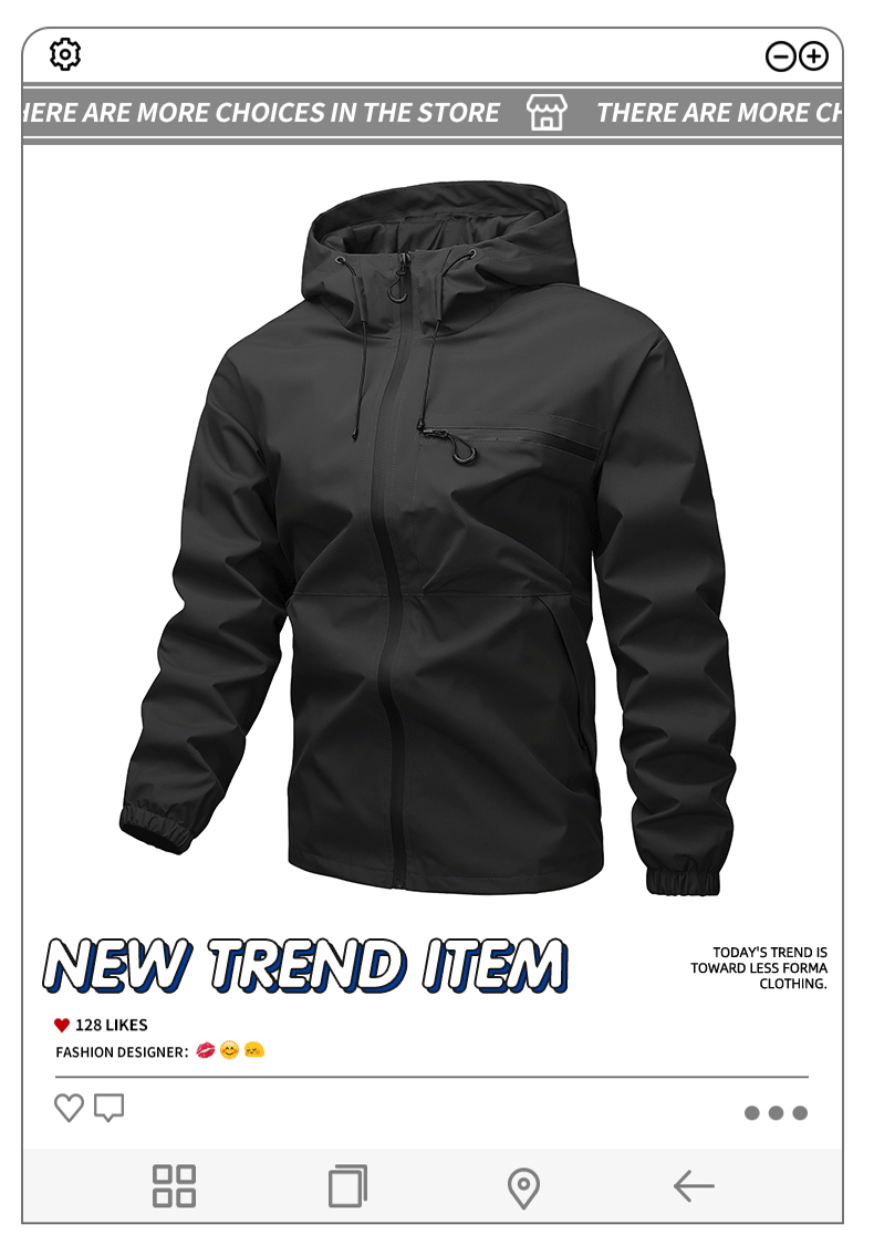 American high street casual versatile sports outdoor single flush waterproof hooded jacket top