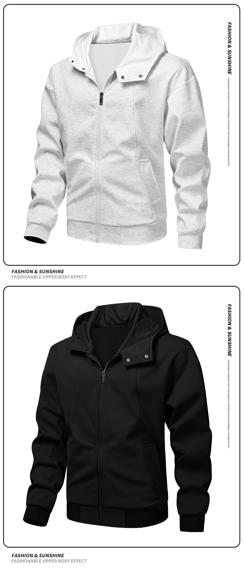 Casual sports versatile hooded cardigan composite fashionable long sleeved sweatshirt jacket