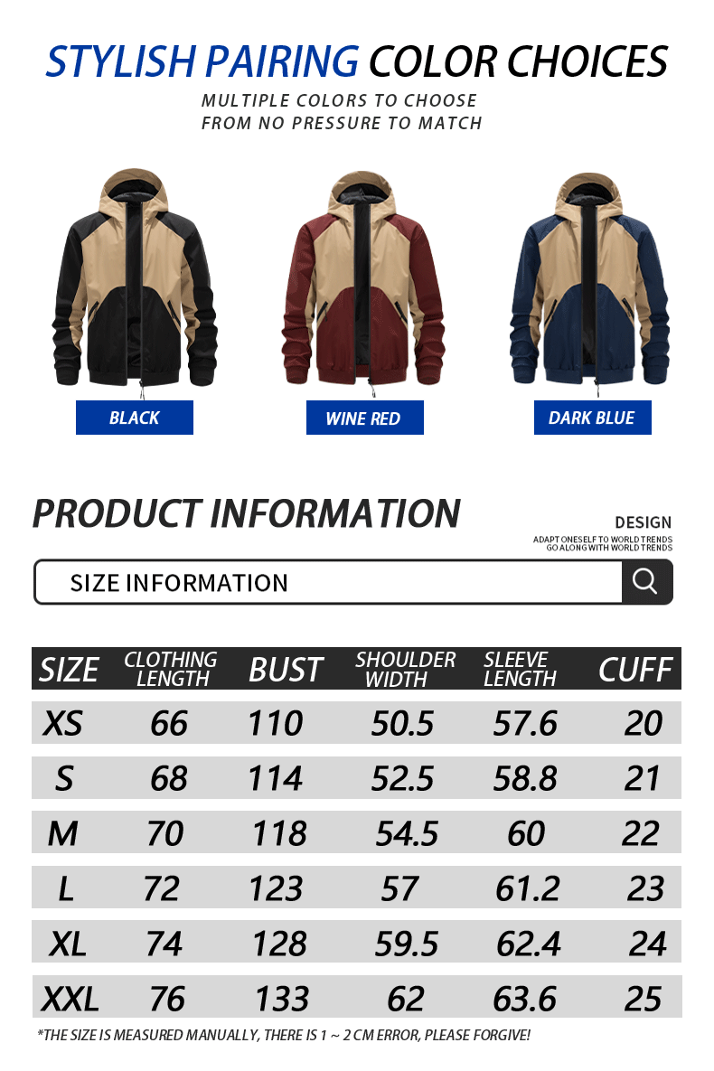 Men's sports outdoor casual loose and versatile trendy patchwork top hooded jacket jacket jacket