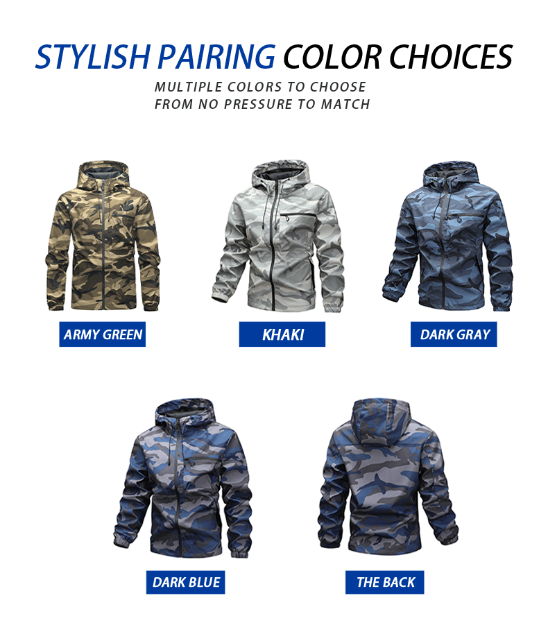 American high street casual versatile sports outdoor single flush waterproof camouflage hooded jacket top