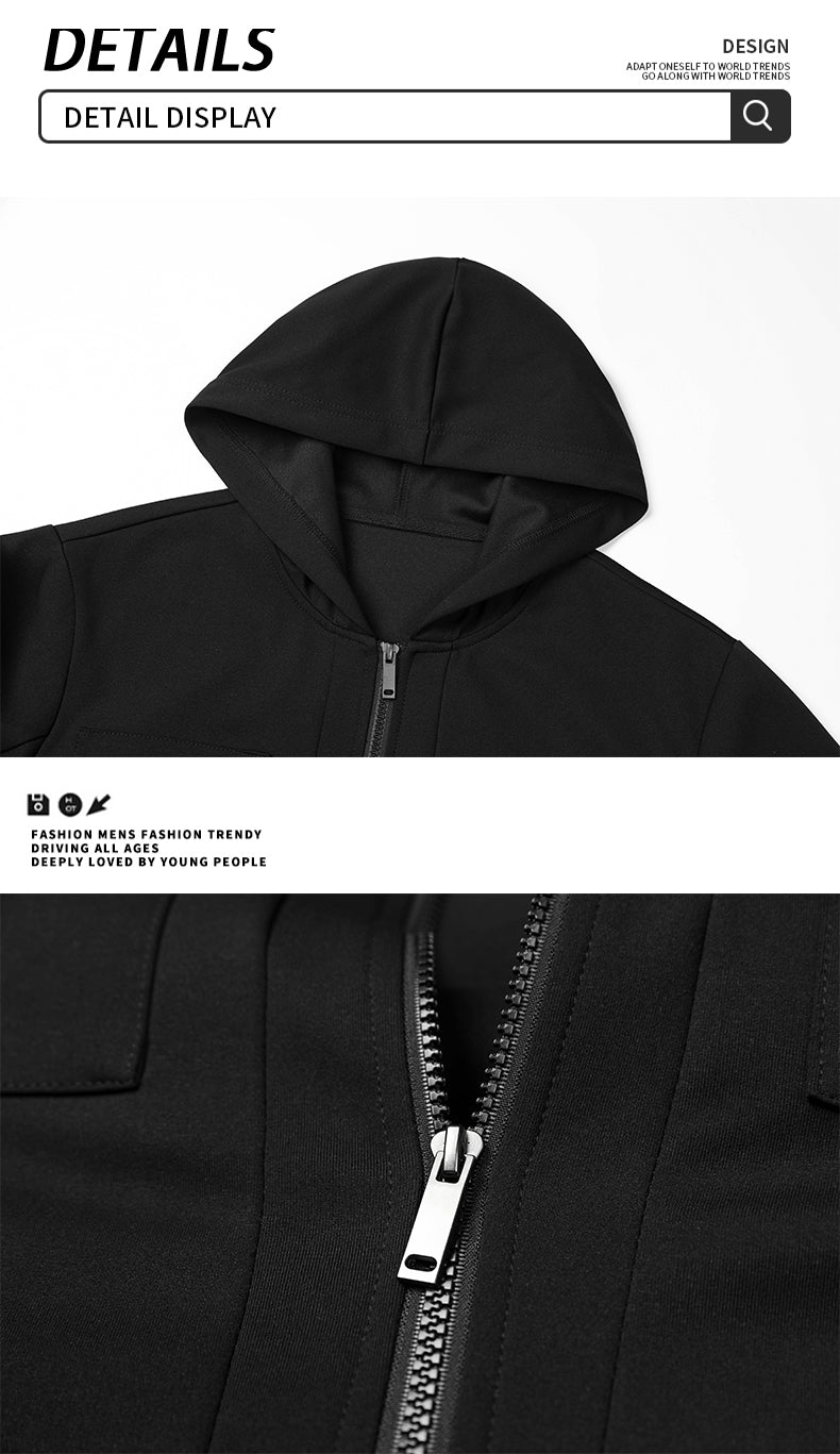 Casual Sporty Versatile Hooded Pullover Composite Fashion Long Sleeve Sweatshirt Jacket