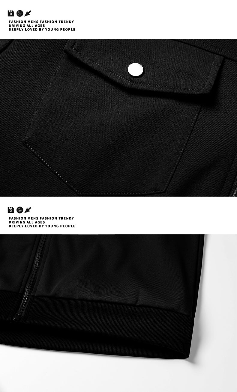 Leisure and sports versatile multi pocket hooded cardigan workwear composite long sleeved sweatshirt jacket