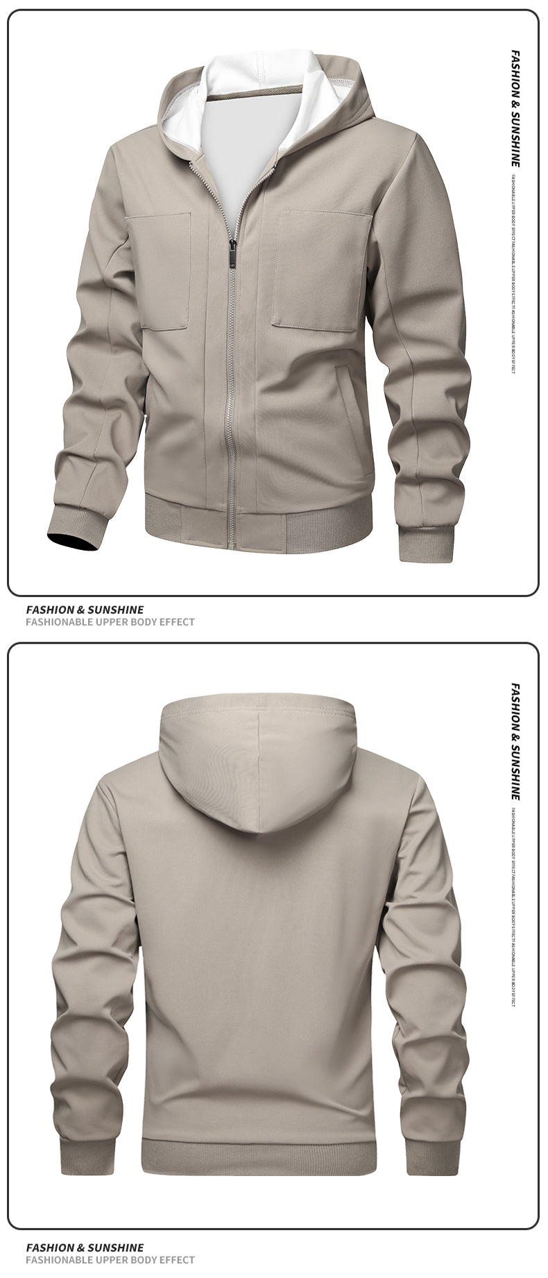 Casual Sporty Versatile Hooded Pullover Composite Fashion Long Sleeve Sweatshirt Jacket