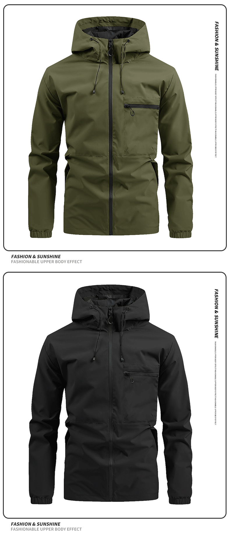 American high street casual versatile sports outdoor single flush waterproof hooded jacket top